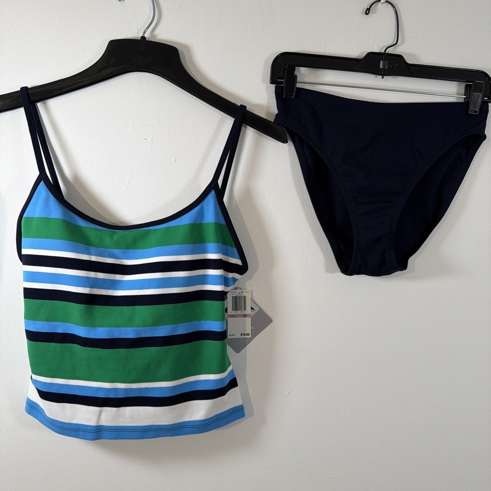 Speedo Women's Size 12 Two 2 Piece Swimsuit UPF 50+ Tankini Swim Summer Beach